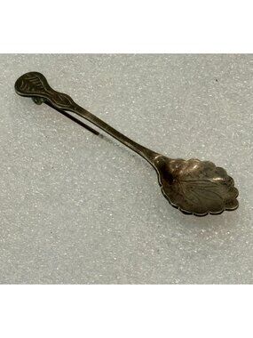 1950s Sterling Spoon Brooch Scalloped Shell Shape - 5.5  grams Marked Sterling